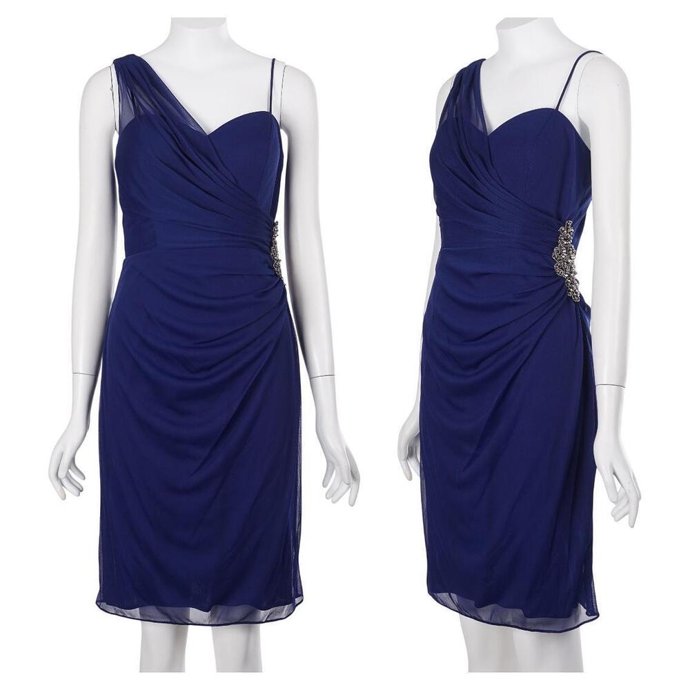 NWT Cache Dress Size 6 Blue Ruched Drape Beaded Party Cocktail Bodycon Sheath